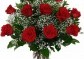 kytice červených růží a gypsophily - Květinovy pozdrav z růží